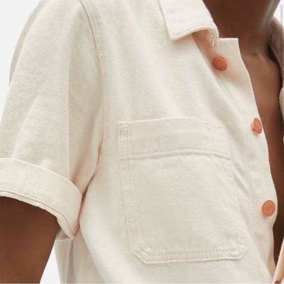 EVERLANE-THE SHORT SLEEVE DENIM COVERALL, SIZE 10 - Picture 3 of 8